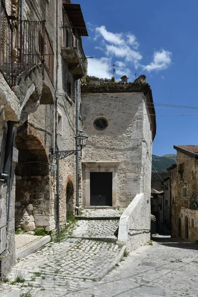 Narrow Street Old Stone Houses Campo Giove Medieval Village Abruzzo — Stok fotoğraf