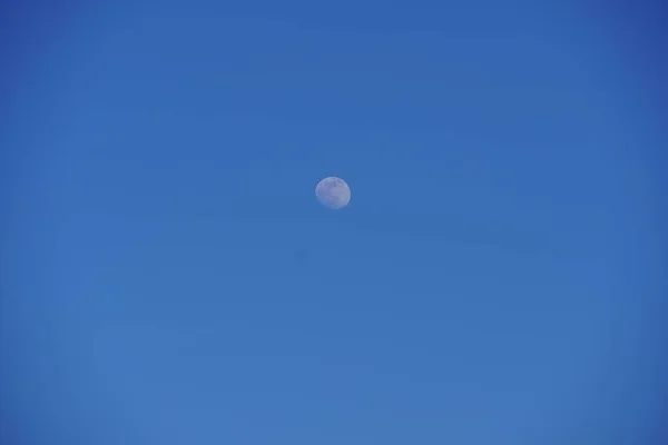 Cielo Azul Con Luna Medio — Foto de Stock