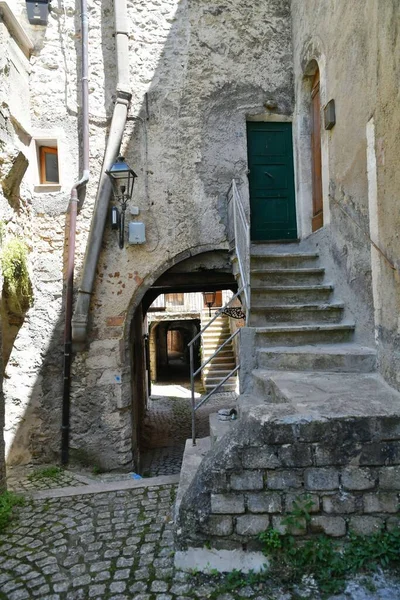 Narrow Street Old Stone Houses Campo Giove Medieval Village Abruzzo — Stockfoto