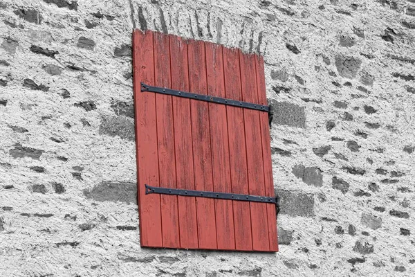 Old Red Wooden Window Cover — Stock Photo, Image