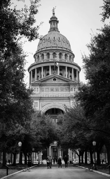 テキサス州議事堂の垂直グレースケールのショット — ストック写真
