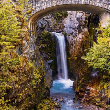 Washington 'daki Christine Falls Şelalesi manzarası.