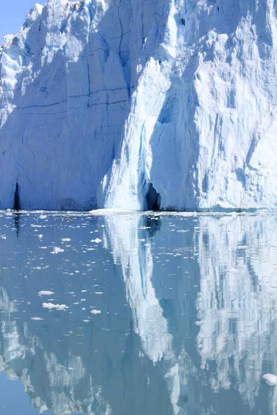 Tiro Vertical Glaciar Eqip Sermia Gronelândia — Fotografia de Stock
