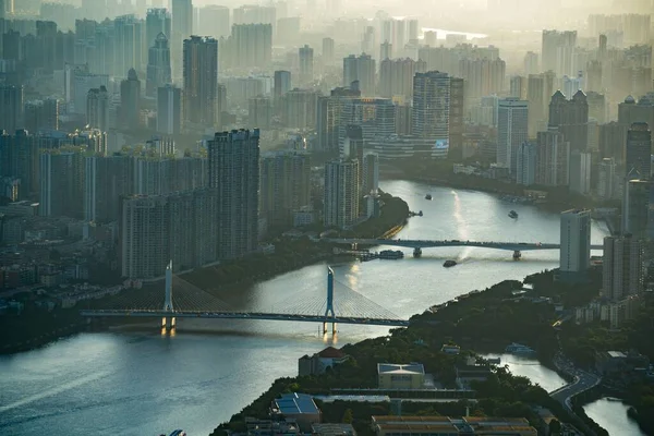 Вид Повітря Висотні Будівлі Місті Туманний День — стокове фото