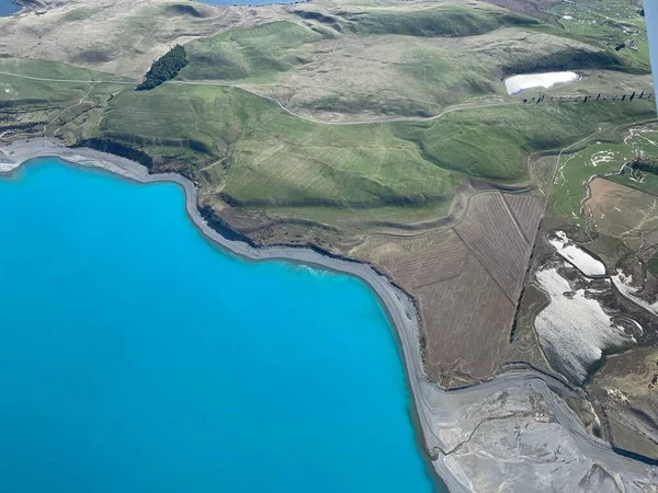 Аэросъемка Озера Текапо Новой Зеландии — стоковое фото
