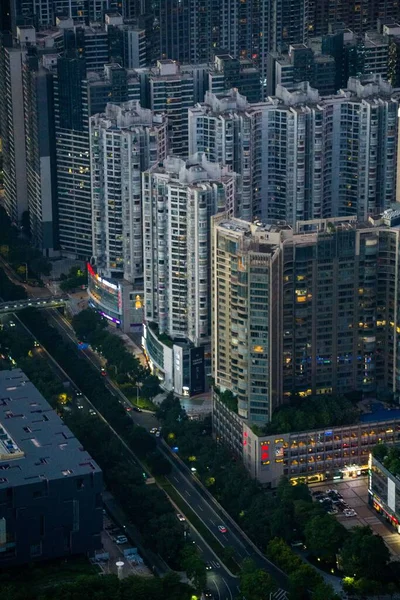 Вид Воздуха Оживленную Улицу Высотные Здания Городе — стоковое фото