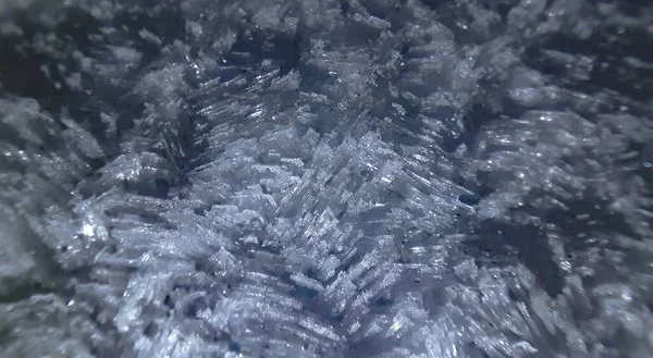 霜冻冰晶纹理的特写镜头 — 图库照片