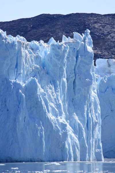 Disparo Vertical Del Glaciar Eqip Sermia Groenlandia — Foto de Stock