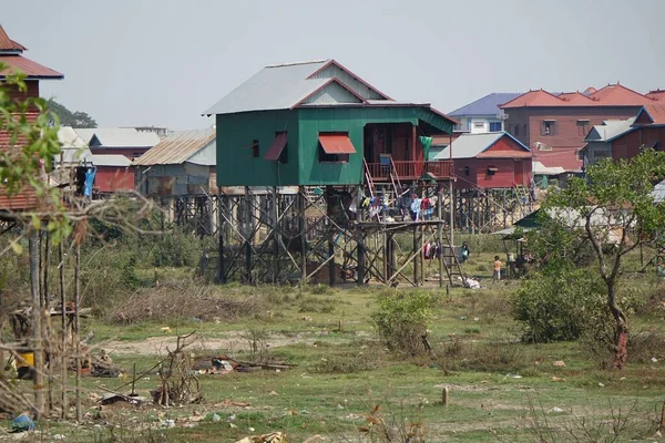 Casas Palafitas Tradicionais Camboja — Fotografia de Stock