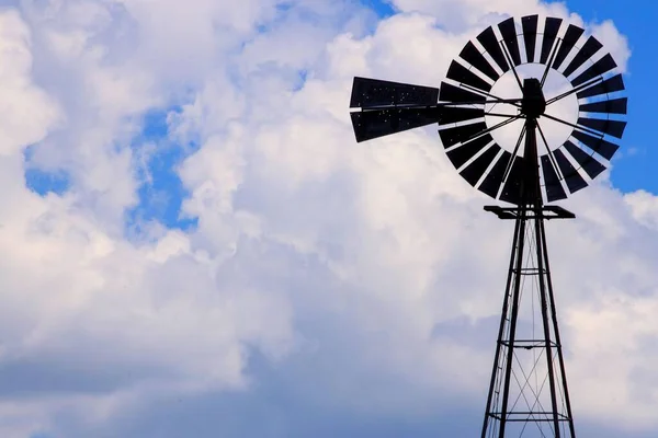 Rustic Galvanized Windmill Cloudy Sky Idaho Usa — Stock Photo, Image