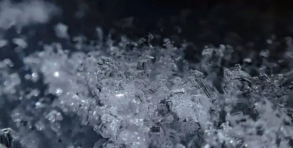 Ένα Κοντινό Πλάνο Μιας Υφής Κρυστάλλων Πάγου Από Παγετό — Φωτογραφία Αρχείου