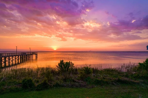 Mesmerizing View Beautiful Seascape Bayfront Park Pier Mobile Bay Daphne — Stock Photo, Image