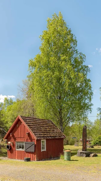 Vertical Shot Old Wooden Hut Black Mountains Open Air Museum — Stock Photo, Image