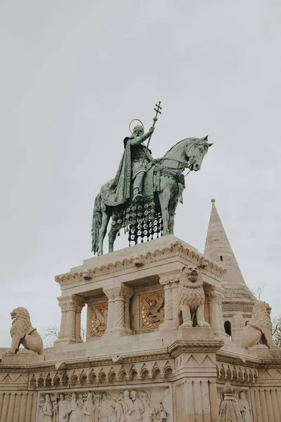 Het Verticale Uitzicht Het Standbeeld Stephen Boedapest — Stockfoto