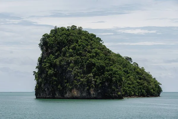 Eine Kleine Tropische Felseninsel Mit Bäumen — Stockfoto