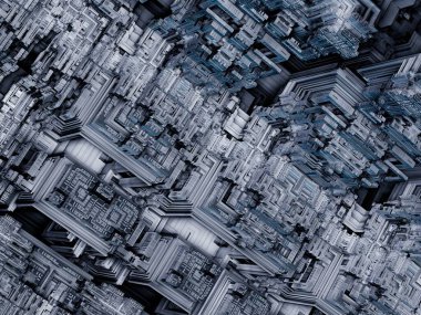 Binaların fütüristik hava görüntüsünün bir çizimi