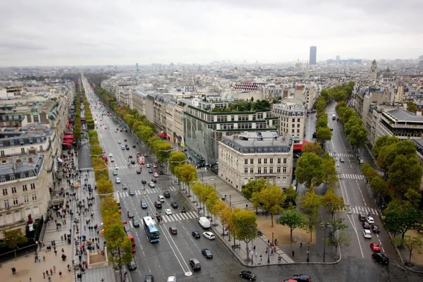 Aerial Drone Shot Paris Cityscape Cloudy Day France — Stock Photo, Image