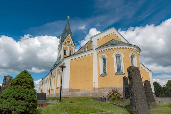 Ángulo Bajo Iglesia Brakne Hoby Municipio Ronneby Blekinge Suecia — Foto de Stock