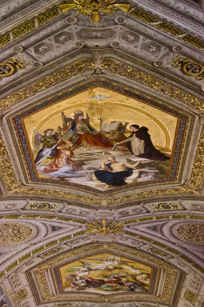Вертикальный Вид Декорации Картины Потолков Музея Ватикана — стоковое фото
