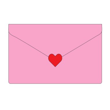 Bir aşk mektubu tasarımı, pembe harf klipsi, resim ve I Love You metni.