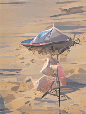 Güneşli bir plajın dijital tablosu