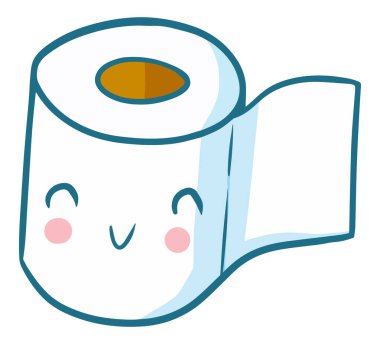 Gülümseyen yüzlü bir tuvalet kağıdının renkli bir çizimi