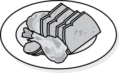 Çizim Biçiminde Sığır ve Tavuk Vektörü