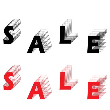 Beyaz arkaplanda Satış simgesinin kırmızı ve siyah bir metni