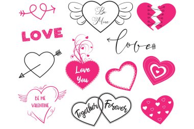 Sevgililer Günü Kalplerin vektör illüstrasyonu