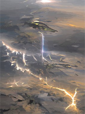 Gök gürültüsü ve şimşeğin dijital resmi