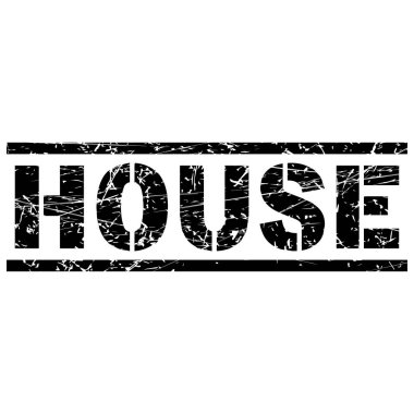 Beyaz arkaplandaki grungy house afişinin vektör tasarımı