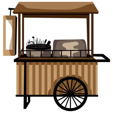 Beyaz arkaplandaki düz yiyecek tezgahının vektörü