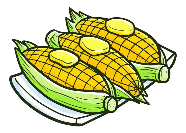 Barevná Vektorová Ilustrace Kukuřice — Stockový vektor
