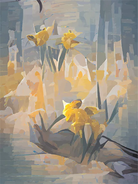 Peinture Numérique Fleurs Jaunes — Image vectorielle