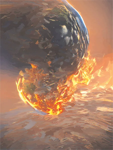 Planète Perdue Terre Brûle — Image vectorielle