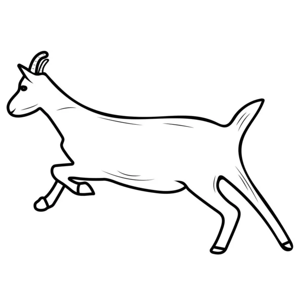 Vector Illustration Running Goat Flat Minimal Design Web Print App — Stock Vector