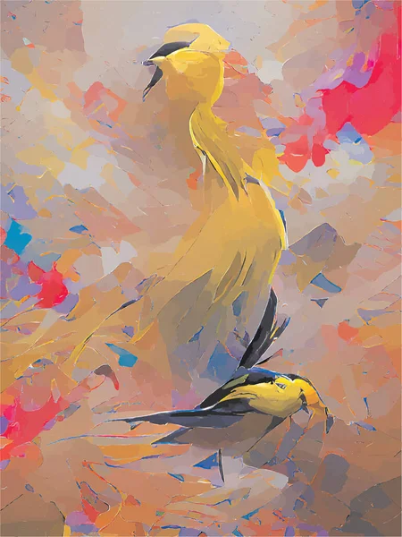 Pintura Digital Pájaro — Vector de stock