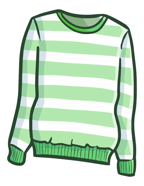 Illustration Vectorielle Colorée Pull Rayé Vert Blanc — Image vectorielle