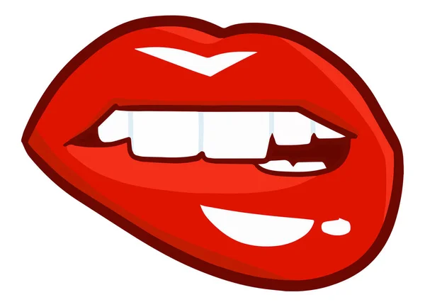 Illustration Vectorielle Colorée Dents Mordant Les Lèvres — Image vectorielle