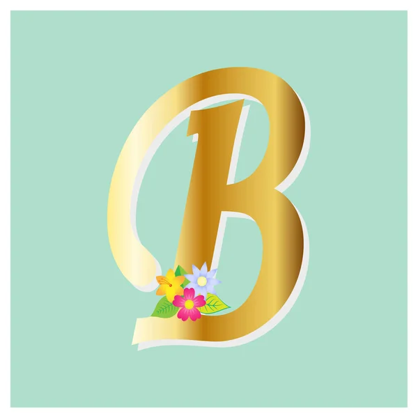 花字母表与花和金光闪闪的组成 植物装饰标志 结婚证等多种用途 — 图库矢量图片