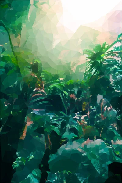 Een Verticaal Shot Van Een Geschilderd Aquarel Jungle Met Bomen — Stockvector