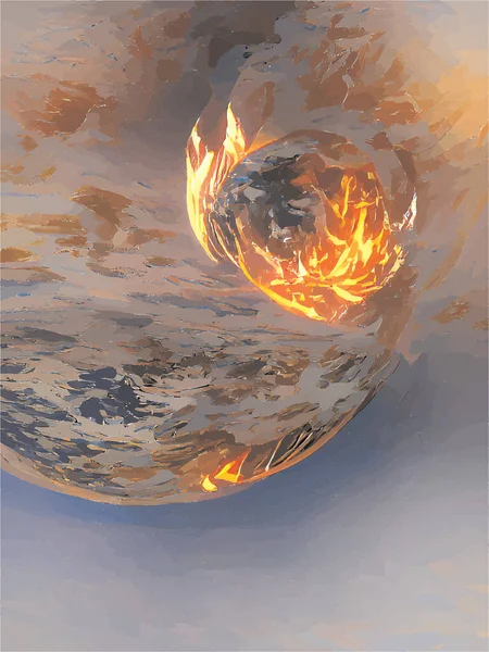 Lost Planet Earth Burning — Stock Vector