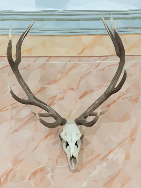 Low Poly Vector Illustration Deer Antlers Wall — Stock Vector
