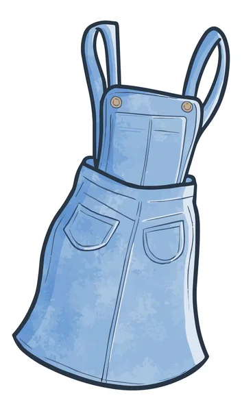 Vektor Illustration Blå Denim Övergripande Klänning Vit Bakgrund — Stock vektor