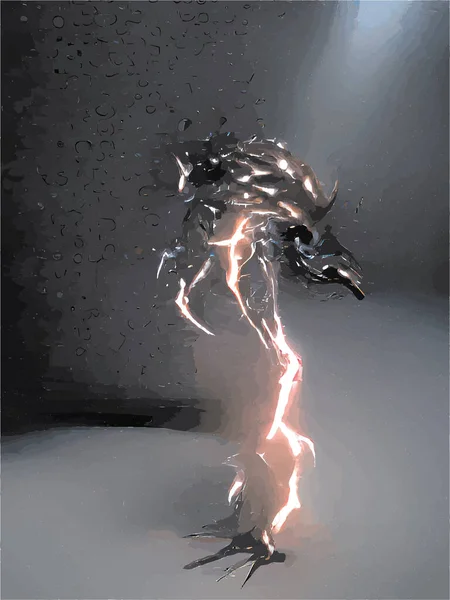 Digitale Malerei Von Gewitter Und Blitz — Stockvektor