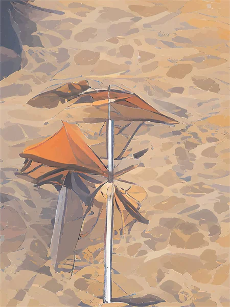 Pintura Digital Una Playa Sol — Archivo Imágenes Vectoriales