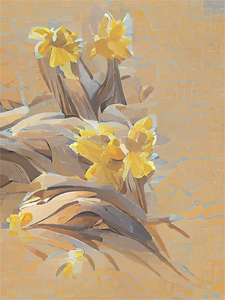 黄色の花のデジタル絵画 — ストックベクタ