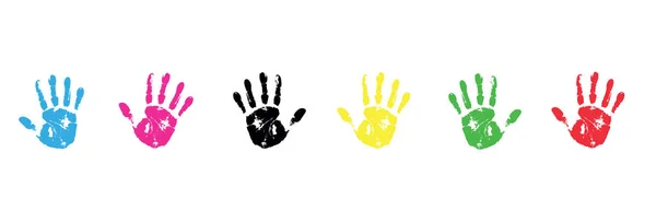 Sebuah Ilustrasi Vektor Dari Satu Set Handprints Berwarna Warni - Stok Vektor