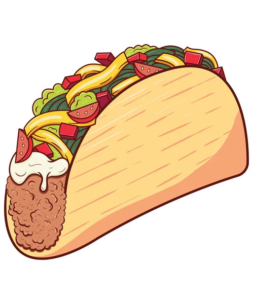 Taco Illustrazione Messicano Taco Clipart — Vettoriale Stock