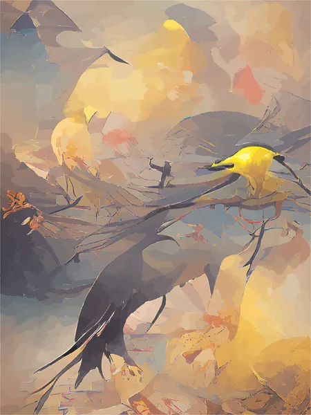 Peinture Numérique Oiseau — Image vectorielle